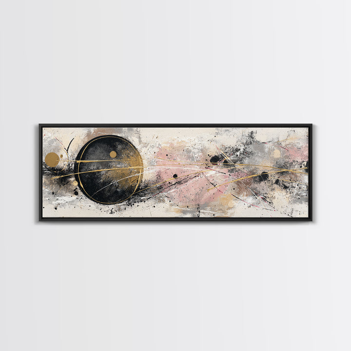 Single Gold Line Curve on Charcoal Canvas Print, Minimalist Art, Boho Wall Art, Living Room Decor, Fine Art, Minimal, MIN-3x1-33