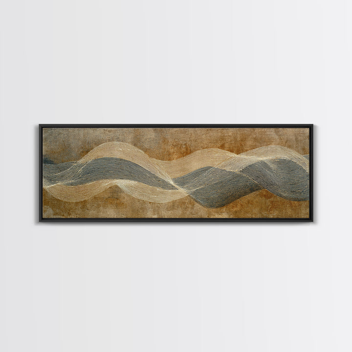 Minimal Abstract Wave Line Framed Canvas Print, Minimalist Art, Abstract Painting, Living Room Decor, Fine Art, Minimal, MIN-3x1-53