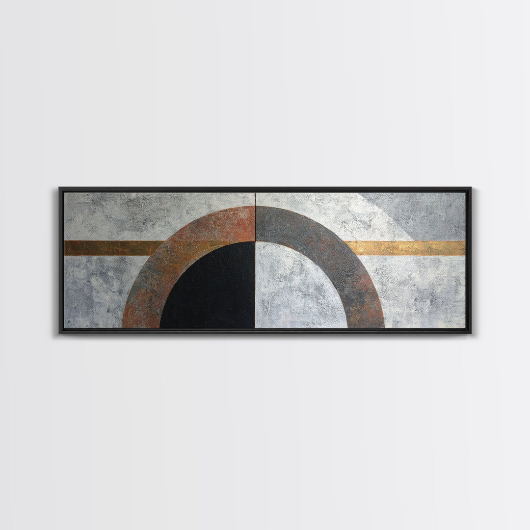 Monochrome Arch and Shadow Composition Framed Canvas Print, Minimalist Art, Poster, Living Room Decor, Fine Art, Minimal, MIN-3x1-72