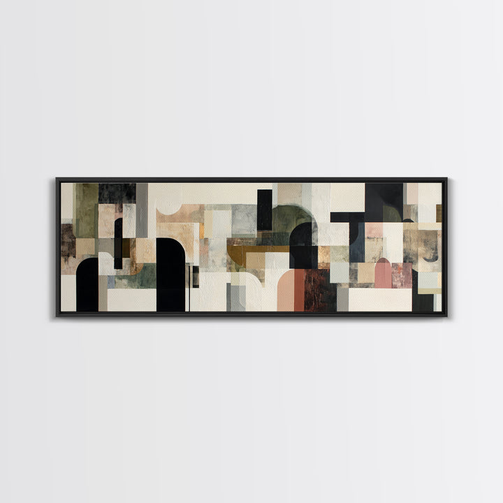 Monochrome Arch and Shadow Composition Canvas Print, Minimalist Art, Textured Painting, Living Room Decor, Fine Art, Minimal, MIN-3x1-96