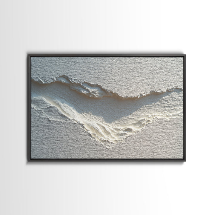 White on White Plaster Texture Study Framed Canvas Print, Minimalist Art, Unique Wall Art, Living Room Decor, Fine Art, Minimal, MIN-3x2-20
