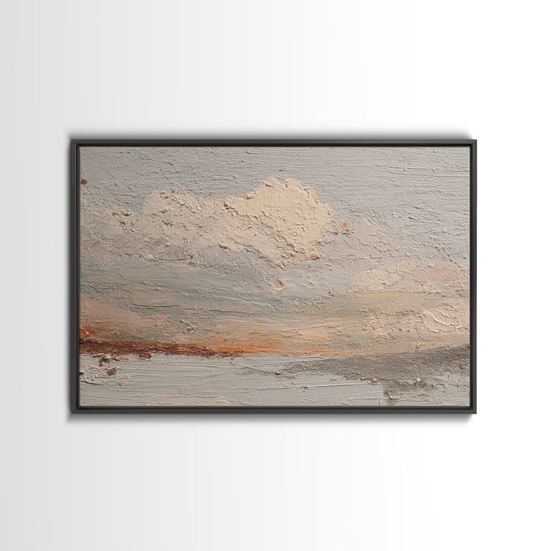 Small Cloud Study Framed Canvas Print, Minimalist Art, Modern Wall Art, Living Room Decor, Abstract Art, Minimal, MIN-3x2-25