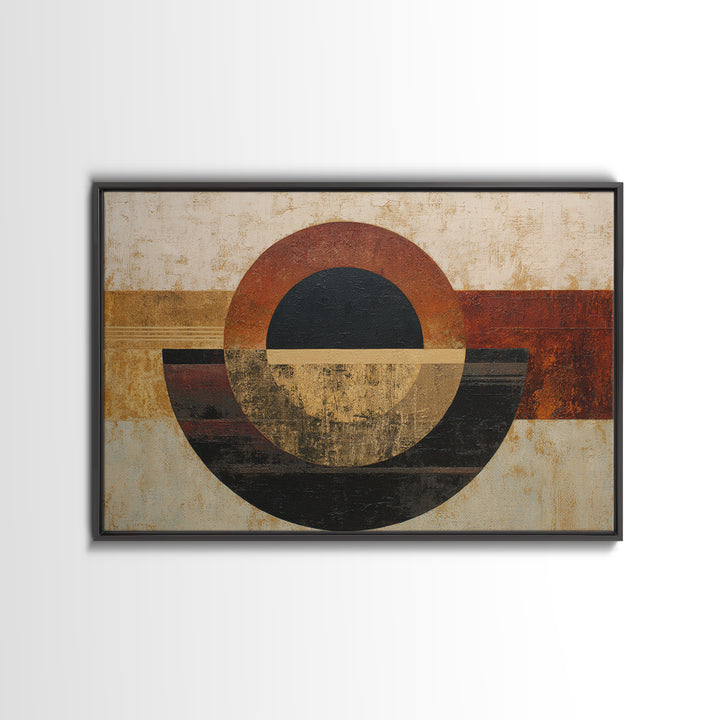 Single Black Circle on Warm Ivory Ground Canvas Print, Minimalist Art, Modern Decor, Living Room Decor, Fine Art, Minimal, MIN-3x2-29