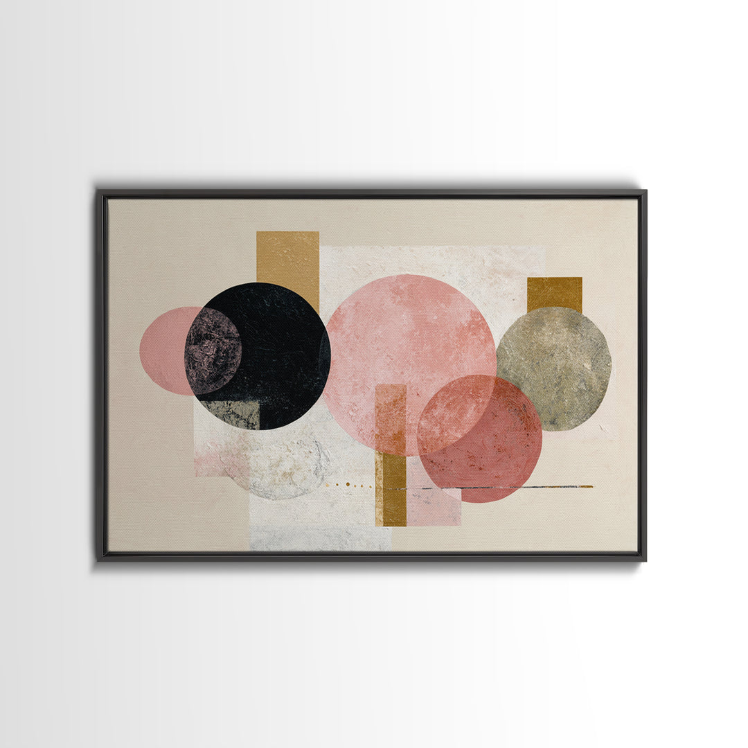 Single Black Circle on Warm Ivory Ground Canvas Print, Minimalist Art, Modern Decor, Living Room Decor, Fine Art, Minimal, MIN-3x2-53