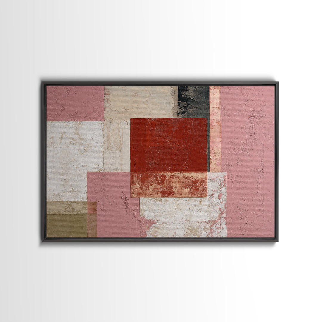 One Red Square Balanced Canvas Print, Minimalist Art, Digital Print, Living Room Decor, Fine Art, Minimal, Gallery Decor, MIN-3x2-62