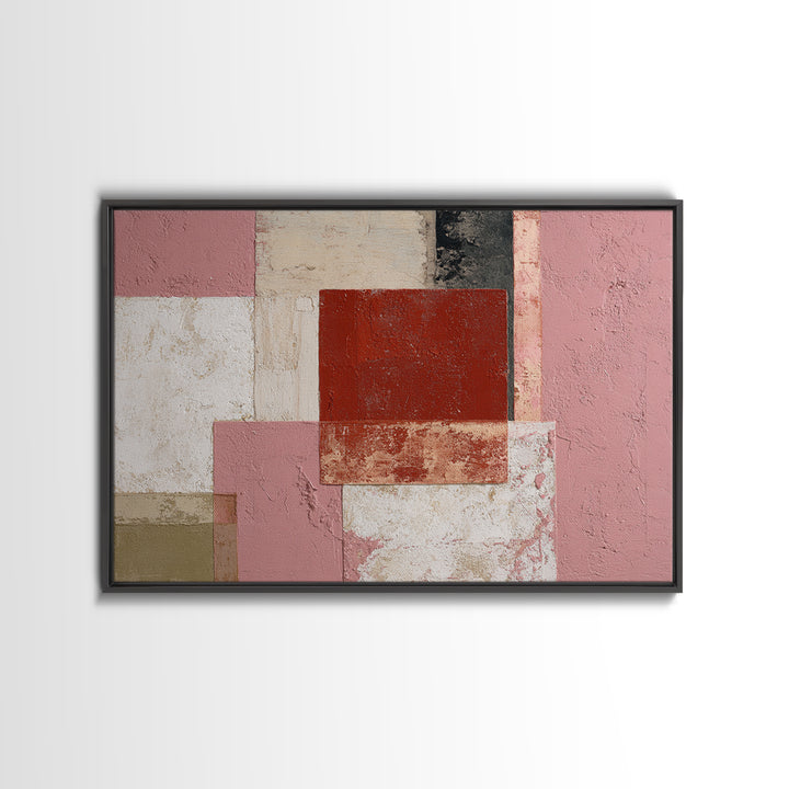 One Red Square Balanced Canvas Print, Minimalist Art, Digital Print, Living Room Decor, Fine Art, Minimal, Gallery Decor, MIN-3x2-62