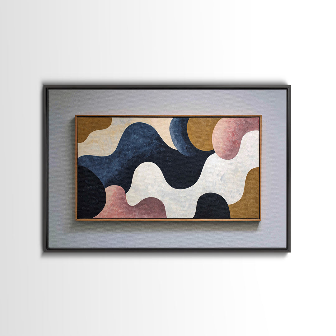 Minimal Abstract Wave Line Framed Canvas Print, Minimalist Art, Minimalist Wall Art, Living Room Decor, Abstract Art, Minimal, MIN-3x2-65