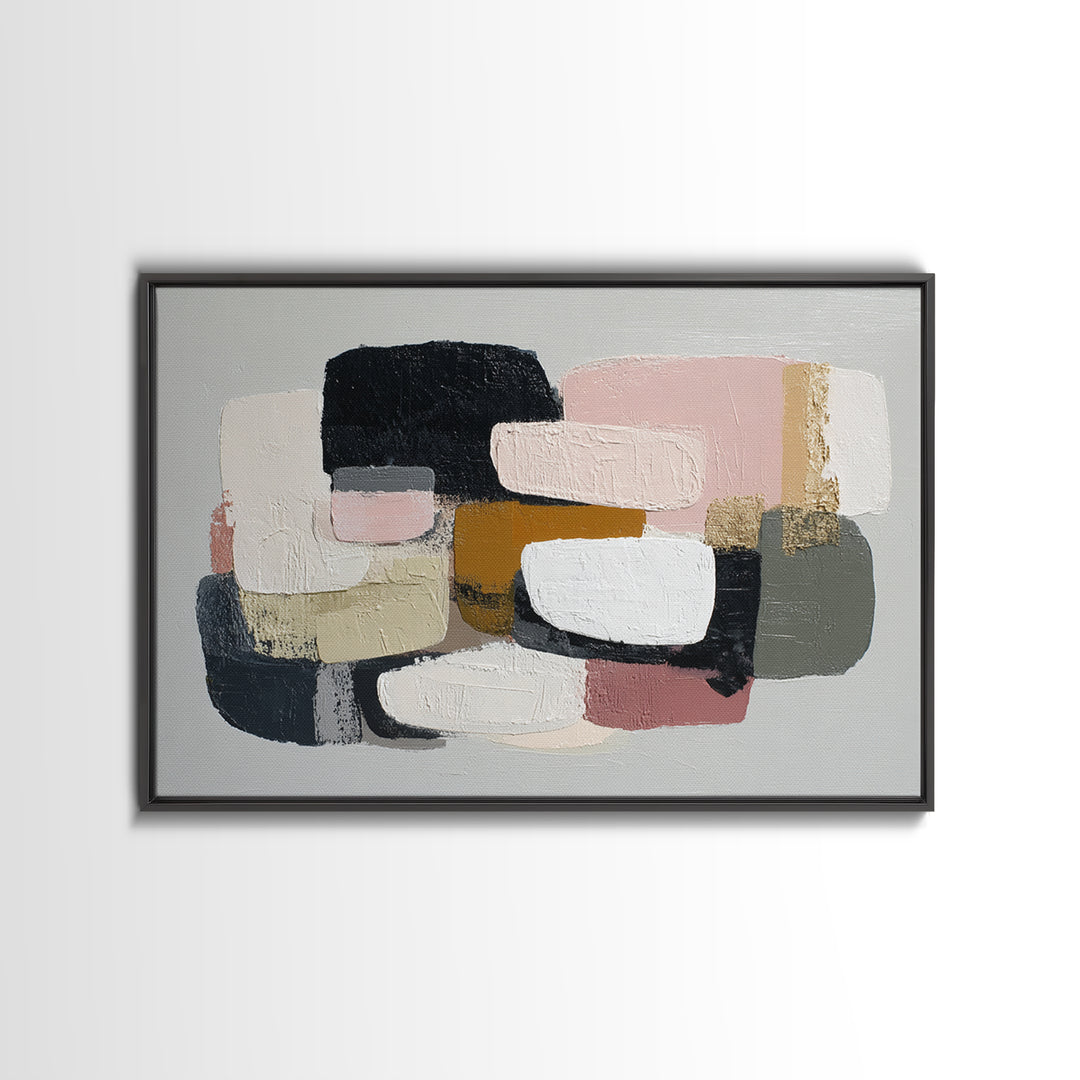 Quiet Stone Stack Framed Canvas Print, Minimalist Art, Poster, Living Room Decor, Fine Art, Minimal, Boho, Canvas Tote Bag, MIN-3x2-87