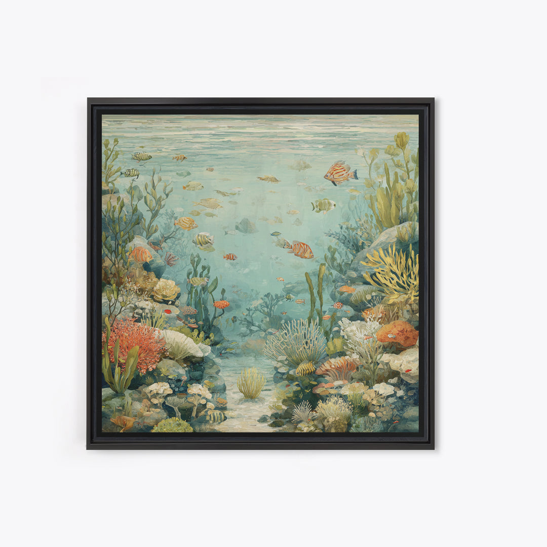 Coral Reef Panorama Canvas Print, Marine Life Art, Handmade Art, Living Room Decor, Fine Art, Marine, Textured Painting, MLA-1x1-81