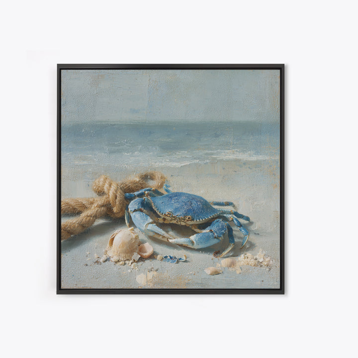 Blue Crab with Painterly Shell Texture Canvas Print, Marine Life Art, Modern, Living Room Decor, Oil Painting, Marine, MLA-1x1-82