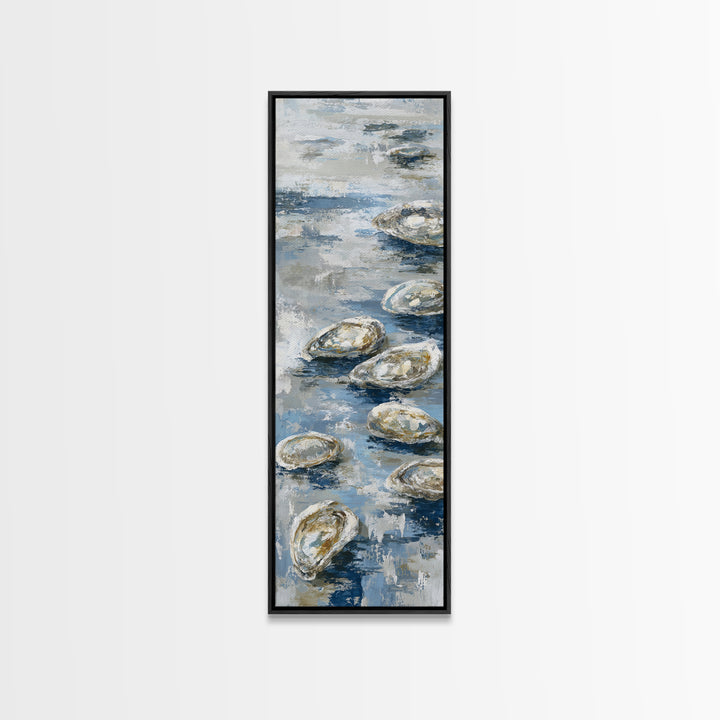 Oyster Shells with Pearly Highlights Canvas Print, Marine Life Art, Surf Poster, Living Room Decor, Fine Art, Marine, MLA-1x3-10