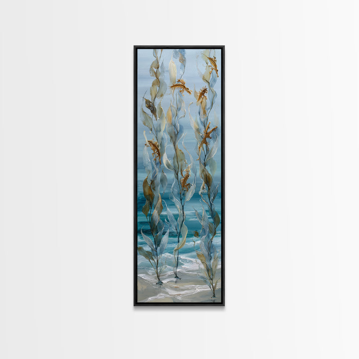 Sea Dragon Drifting Among Kelp Framed Canvas Print, Marine Life Art, Ocean Prints, Living Room Decor, Fine Art, Marine, MLA-1x3-53