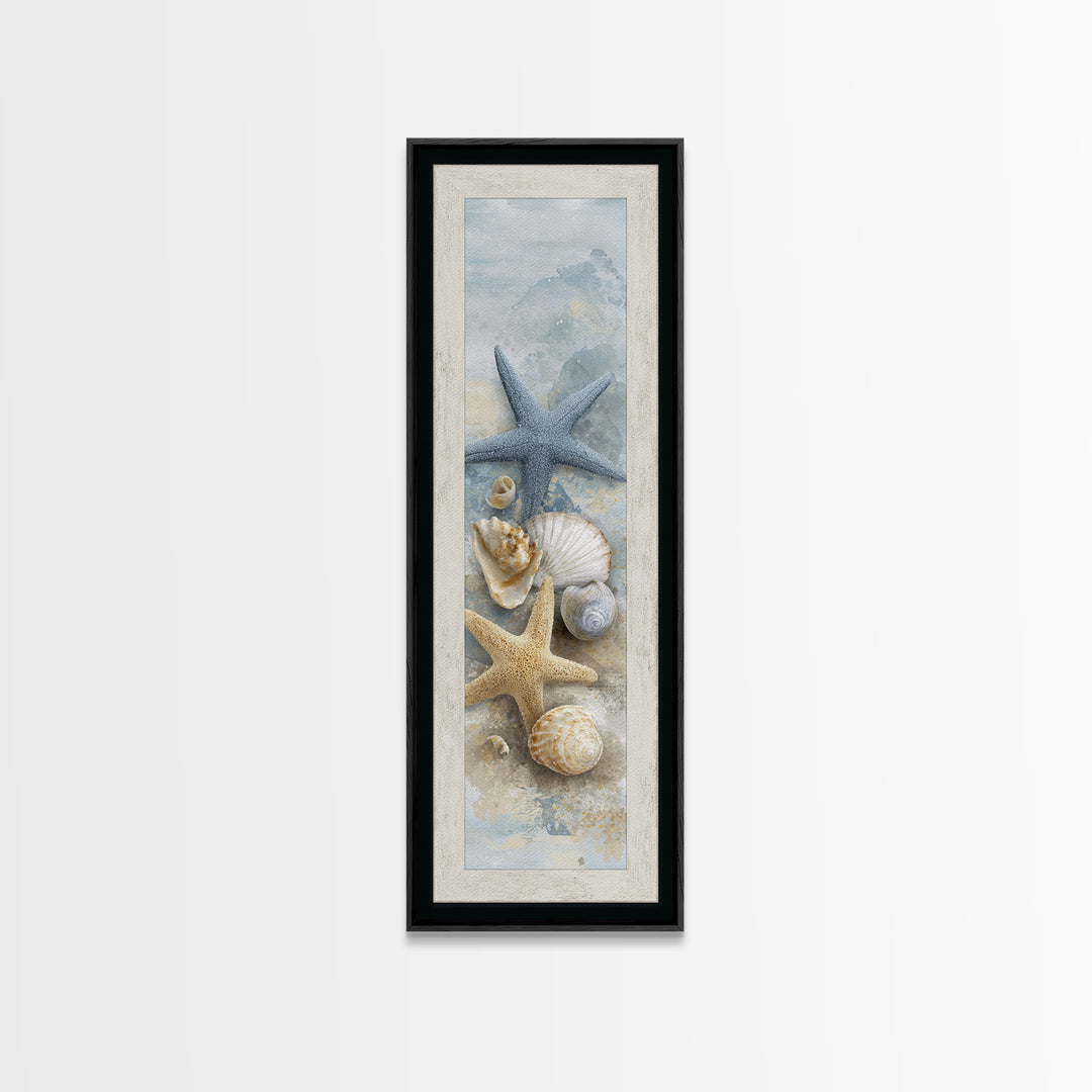 Starfish and Shells Natural Specimen Layout Canvas Print, Marine Life Art, Fine Art Print, Living Room Decor, Fine Art, Marine, MLA-1x3-73