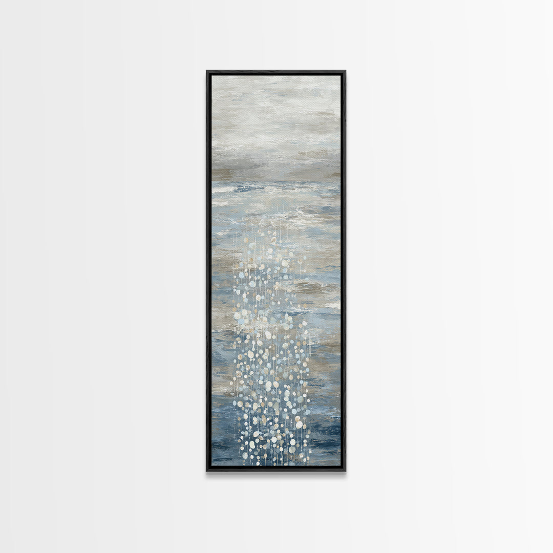 Oyster Shells with Pearly Highlights Canvas Print, Marine Life Art, Coastal Home Decor, Living Room Decor, Oil Painting, Marine, MLA-1x3-82