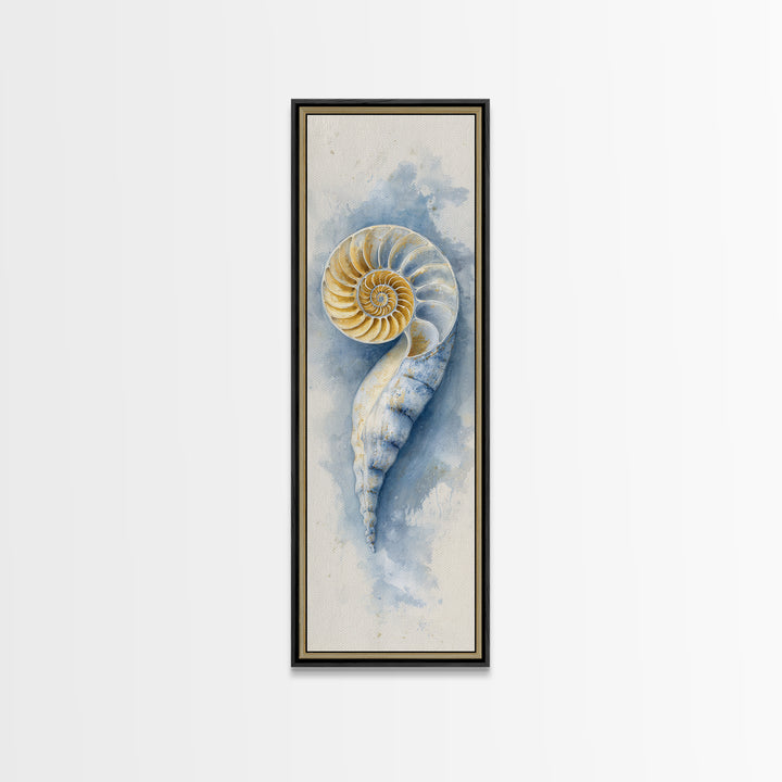 Nautilus Shell Study Canvas Print, Marine Life Art, Coastal Decor, Living Room Decor, Fine Art, Marine, Fish Art, Ocean Decor, MLA-1x3-95