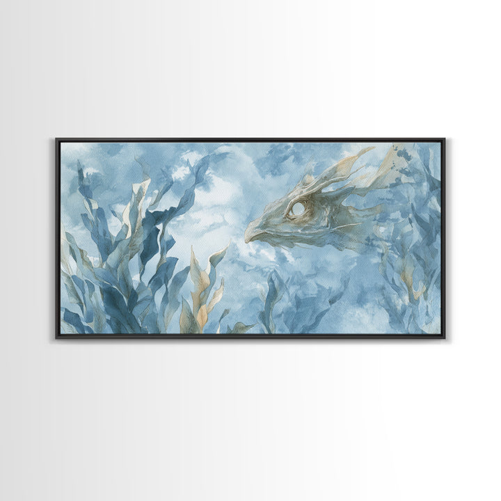 Sea Dragon Drifting Among Kelp Framed Canvas Print, Marine Life Art, Home Decor, Living Room Decor, Fine Art, Marine, MLA-2x1-13