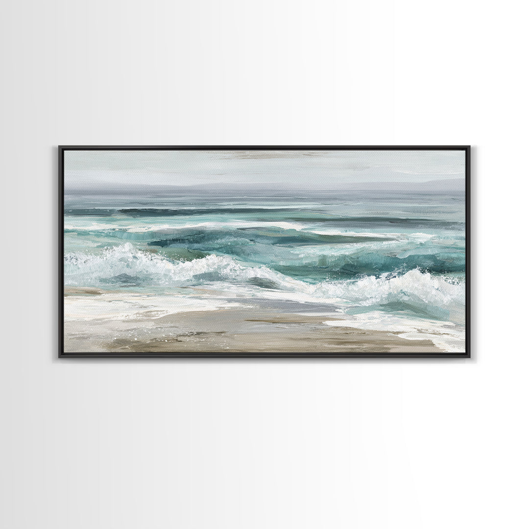 Orca Beneath Northern Lights Framed Canvas Print, Marine Life Art, Textured Painting, Living Room Decor, Fine Art, Marine, MLA-2x1-28