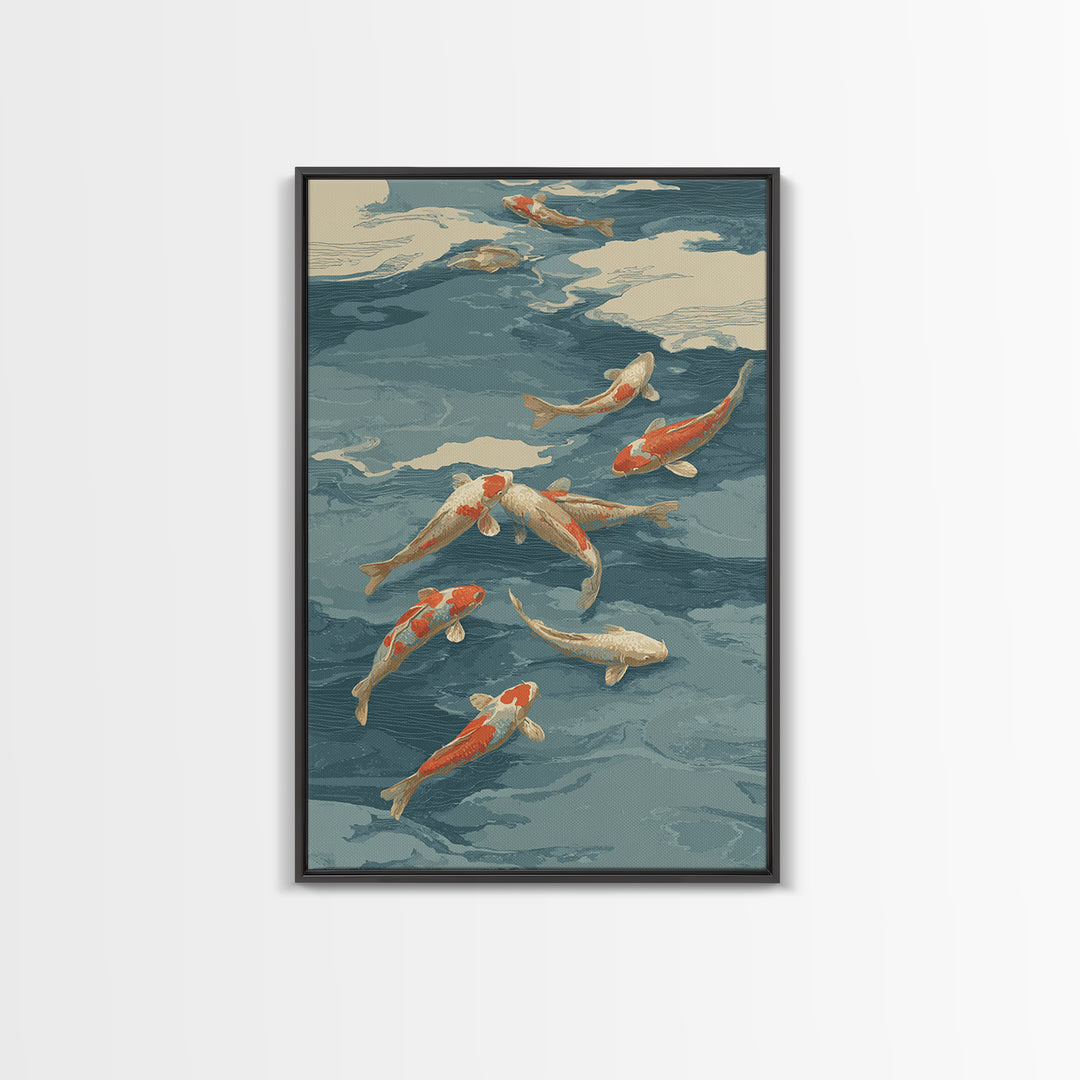 Koi Like Marine Fish Framed Canvas Print, Marine Life Art, Coastal Art, Living Room Decor, Fine Art, Marine, Ocean Prints, MLA-2x3-24