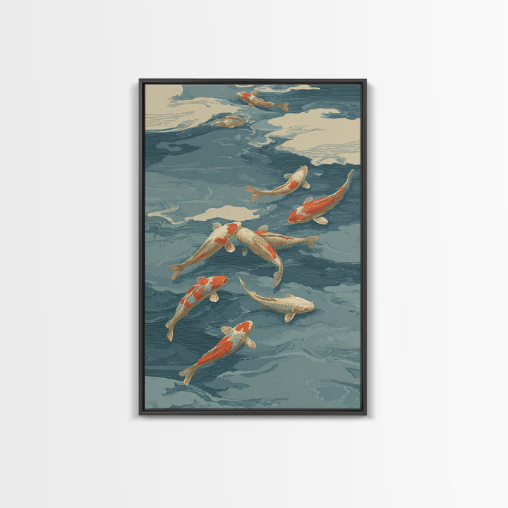 Koi Like Marine Fish Framed Canvas Print, Marine Life Art, Coastal Art, Living Room Decor, Fine Art, Marine, Ocean Prints, MLA-2x3-24