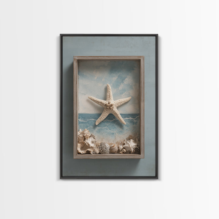 Starfish and Shells Natural Specimen Layout Canvas Print, Marine Life Art, Fine Art Print, Living Room Decor, Fine Art, Marine, MLA-2x3-45