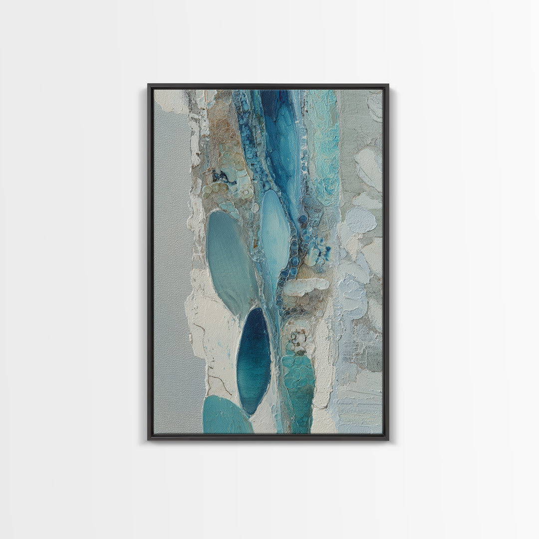 Squid in a Mysterious Midnight Sea Framed Canvas Print, Marine Life Art, Modern Art Print, Living Room Decor, Fine Art, Marine, MLA-2x3-75