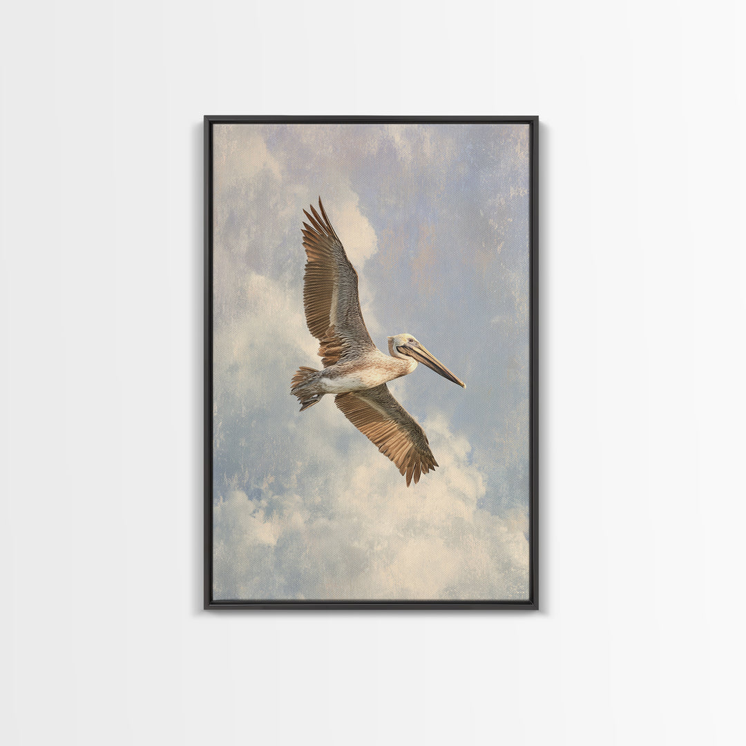 Pelican Diving Toward Fish Near Surface Canvas Print, Marine Life Art, Whale Art, Living Room Decor, Fine Art, Marine, MLA-2x3-79