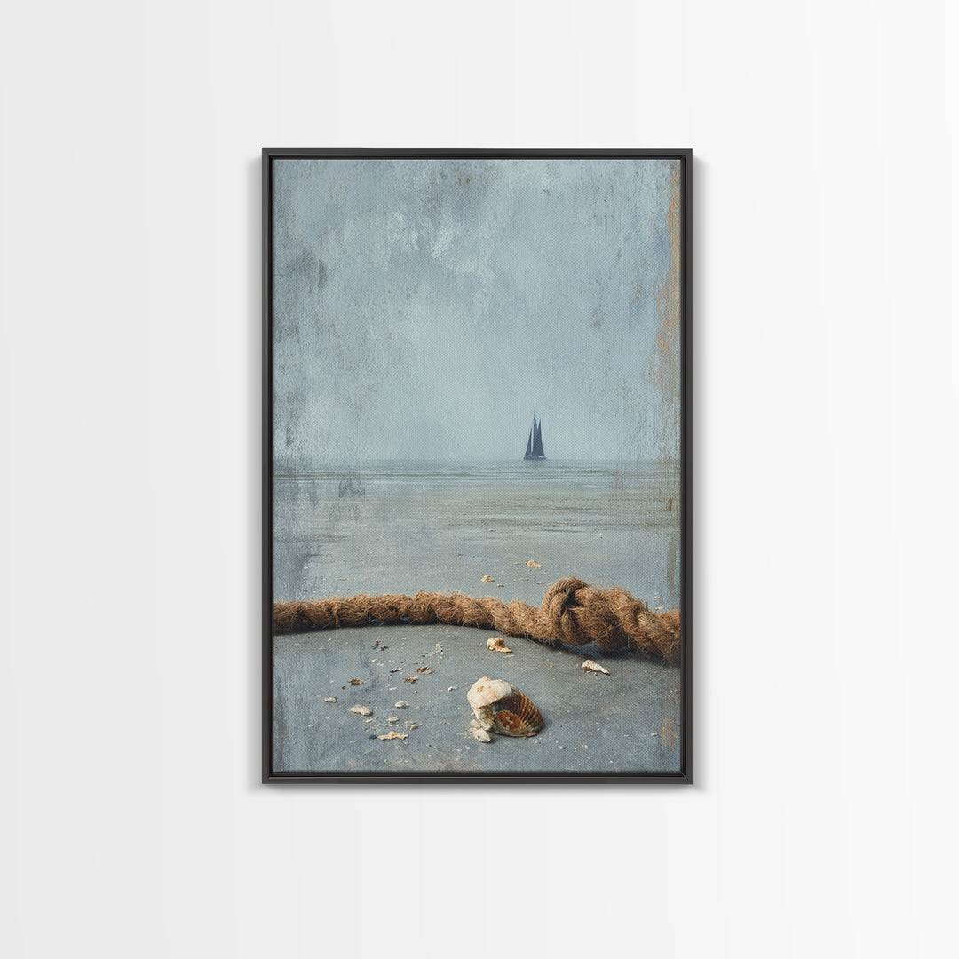 Shark Silhouette in Deep Blue Light Framed Canvas Print, Marine Life Art, Nautical Wall Art, Living Room Decor, Abstract Art, MLA-2x3-92
