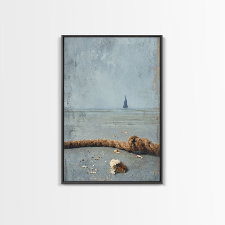 Shark Silhouette in Deep Blue Light Framed Canvas Print, Marine Life Art, Nautical Wall Art, Living Room Decor, Abstract Art, MLA-2x3-92
