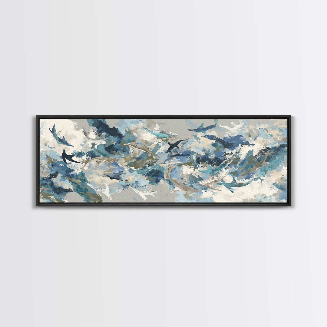 Sea Dragon Drifting Among Kelp Framed Canvas Print, Marine Life Art, Beach Prints, Living Room Decor, Fine Art, Marine, MLA-3x1-57