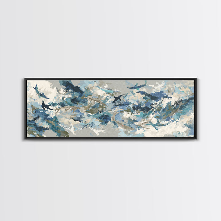 Sea Dragon Drifting Among Kelp Framed Canvas Print, Marine Life Art, Beach Prints, Living Room Decor, Fine Art, Marine, MLA-3x1-57