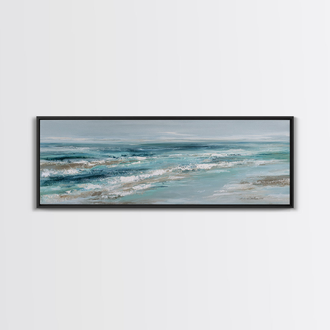 Orca Beneath Northern Lights Framed Canvas Print, Marine Life Art, Textured Painting, Living Room Decor, Fine Art, Marine, MLA-3x1-72