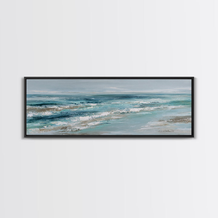 Orca Beneath Northern Lights Framed Canvas Print, Marine Life Art, Textured Painting, Living Room Decor, Fine Art, Marine, MLA-3x1-72