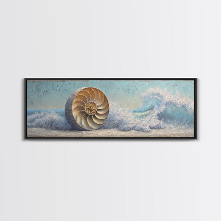 Nautilus Shell Study Canvas Print, Marine Life Art, Nautical Decor, Living Room Decor, Fine Art, Marine, Nautical Wall Decor, MLA-3x1-75