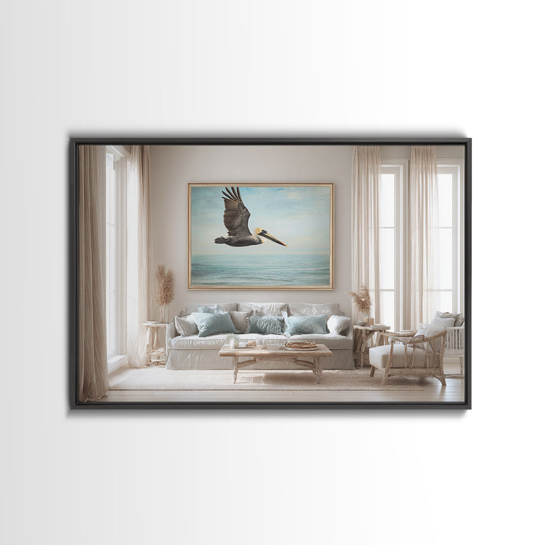 Pelican Diving Toward Fish Near Surface Canvas Print, Marine Life Art, Statement Artwork, Living Room Decor, Fine Art, Marine, MLA-3x2-3