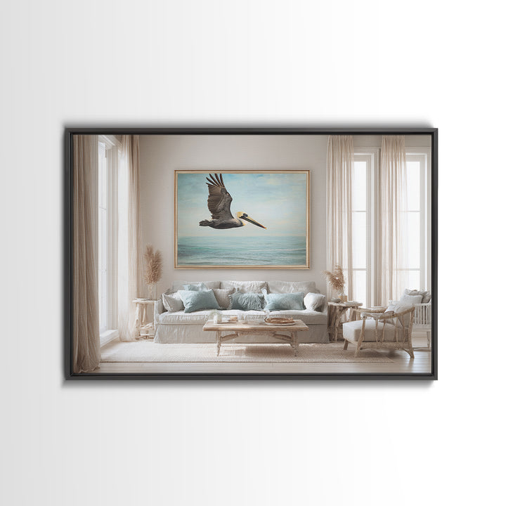 Pelican Diving Toward Fish Near Surface Canvas Print, Marine Life Art, Statement Artwork, Living Room Decor, Fine Art, Marine, MLA-3x2-3