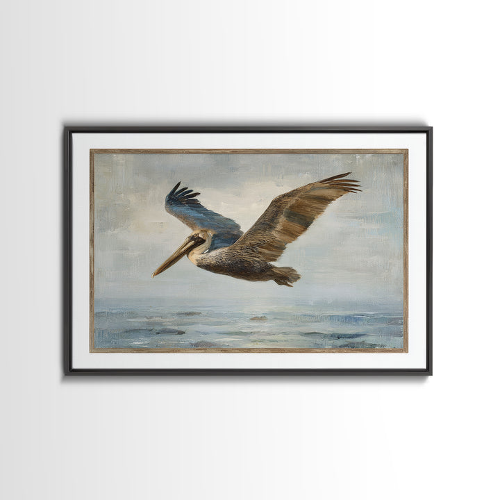 Pelican Diving Toward Fish Near Surface Canvas Print, Marine Life Art, Nautical Decor, Living Room Decor, Fine Art, Marine, MLA-3x2-51