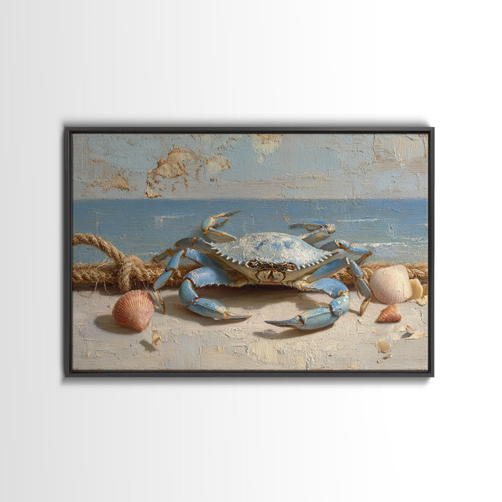 Blue Crab with Painterly Shell Texture Canvas Print, Marine Life Art, Printable Wall Art, Living Room Decor, Fine Art, Marine, MLA-3x2-62