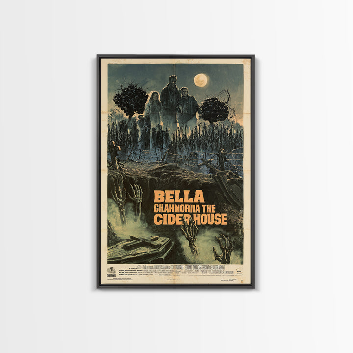 Three Graves Under The Cider House, Italian Horror Film Poster, Retro Gothic Cinema Art, Vintage Halloween Wall Art, Framed Canvas Print