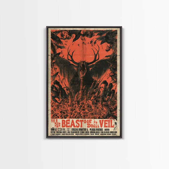 The Beast Beneath The Wedding Veil, Italian Horror Film Poster, Retro Gothic Cinema Art, Vintage Halloween Wall Art, Framed Canvas Print