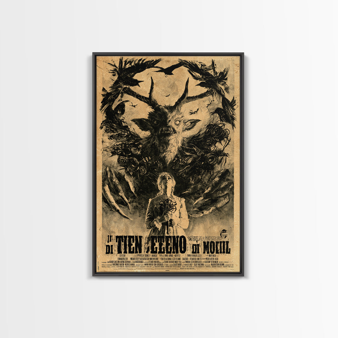 The Devil Wears Our Mother's Voice, Italian Horror Film Poster, Retro Gothic Cinema Art, Vintage Halloween Wall Art, Framed Canvas Print