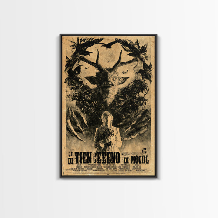 The Devil Wears Our Mother's Voice, Italian Horror Film Poster, Retro Gothic Cinema Art, Vintage Halloween Wall Art, Framed Canvas Print