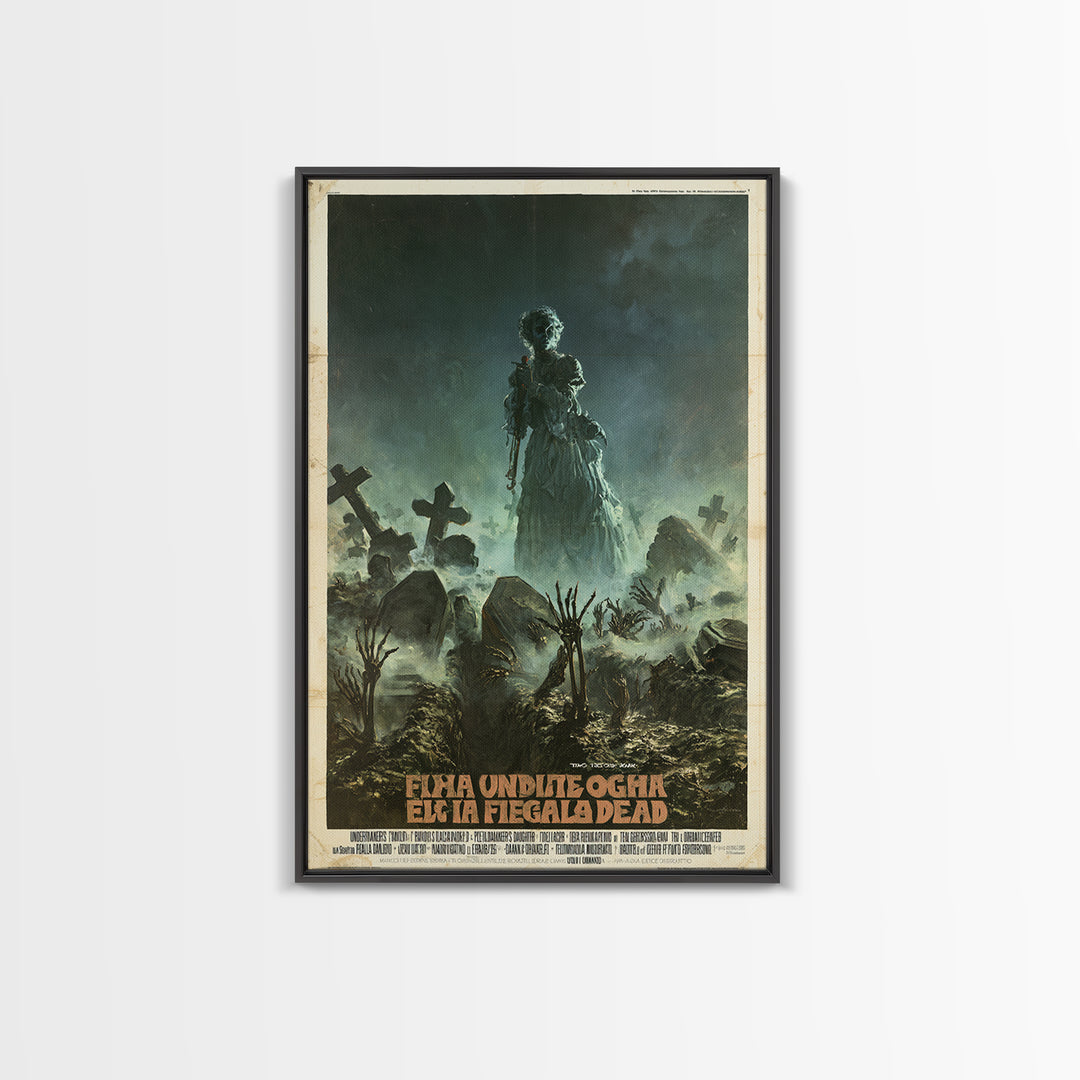 The Undertaker's Daughter Counts The Dead, Italian Horror Film Poster, Retro Gothic Cinema Art, Vintage Halloween Wall Art, Canvas Print
