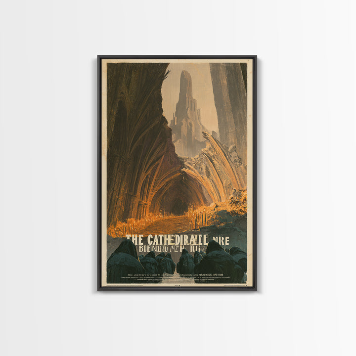The Cathedral Beneath The Mire, French Horror Film Poster, Retro Gothic Cinema Art, Vintage Halloween Wall Art, Framed Canvas Print
