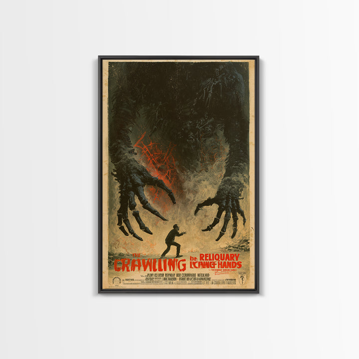 The Reliquary Of Crawling Hands, French Horror Film Poster, Retro Gothic Cinema Art, Vintage Halloween Wall Art, Framed Canvas Print