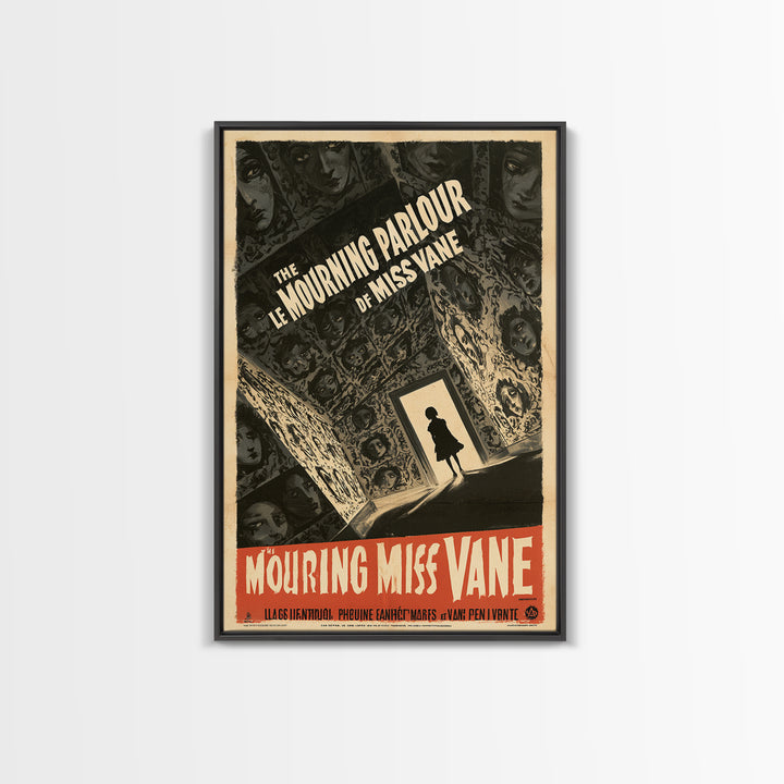 The Mourning Parlour Of Miss Vane, French Horror Film Poster, Retro Gothic Cinema Art, Vintage Halloween Wall Art, Framed Canvas Print
