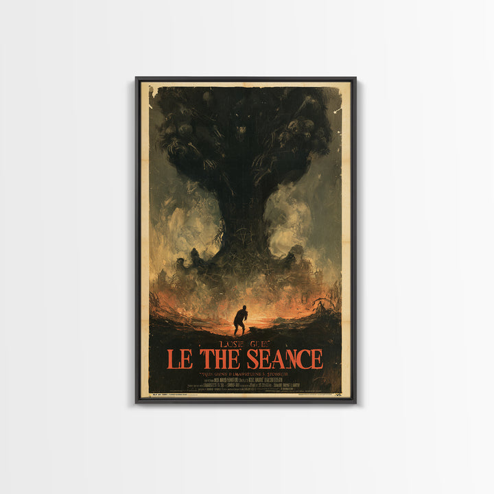 The Last Guest At The Winter Seance, French Horror Film Poster, Retro Gothic Cinema Art, Vintage Halloween Wall Art, Framed Canvas Print