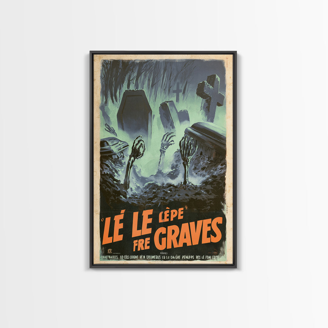 The Rain Fell Upward From The Graves, French Horror Film Poster, Retro Gothic Cinema Art, Vintage Halloween Wall Art, Framed Canvas Print