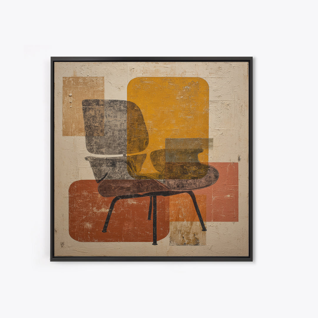 Eames Era Chair Silhouette as Graphic Art Canvas Print, Midcentury Modern Art, Minimalist Wall Art, Living Room Decor, Retro, MMA-1x1-100