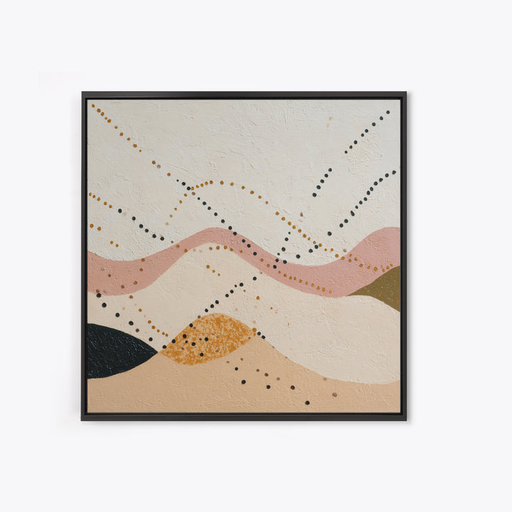 Minimal Mountain Scene Framed Canvas Print, Midcentury Modern Art, Abstract Wall Art, Living Room Decor, Watercolor Art, Retro, MMA-1x1-39