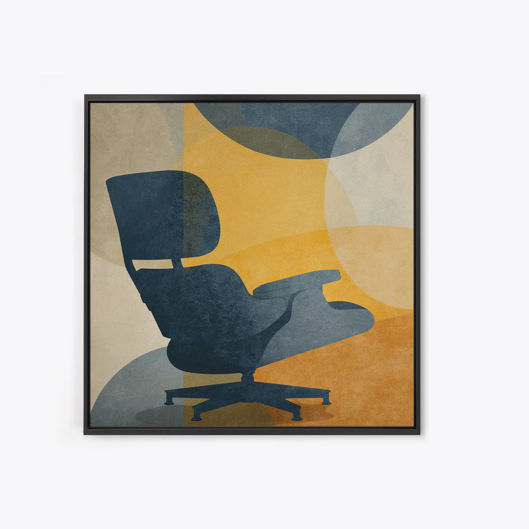 Eames Era Chair Silhouette as Graphic Art Canvas Print, Midcentury Modern Art, Living Room Decor, Watercolor Art, Retro, MMA-1x1-4